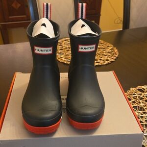 Hunter Black and Red Rain Boots